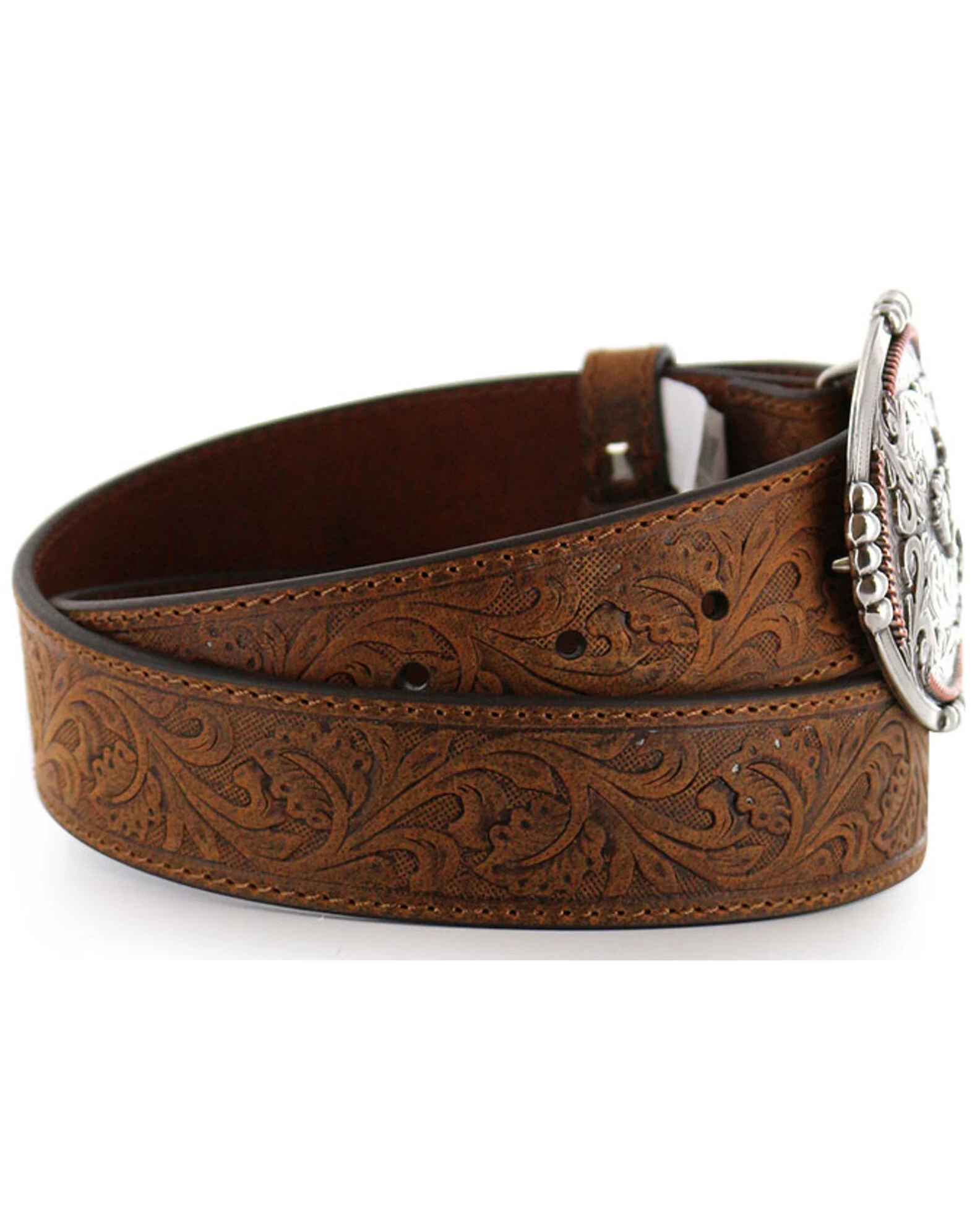 Cody James Men's Bronc Buckle Tooled Leather Belt 6 Cody James Men's Bronc Buckle Tooled Leather Belt - Image 4