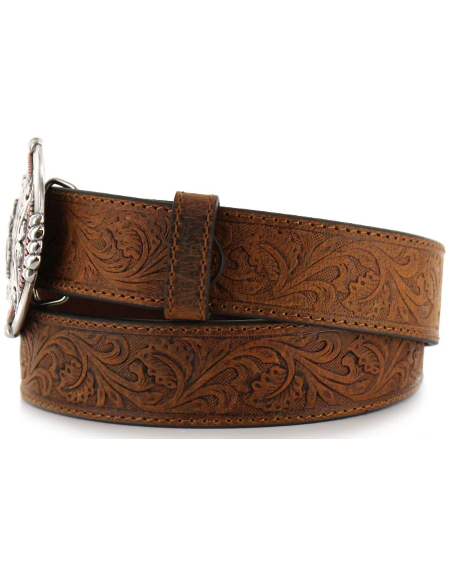 Cody James Men's Bronc Buckle Tooled Leather Belt 3 Cody James Men's Bronc Buckle Tooled Leather Belt