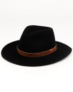 Cody James Men's Brown Leather Embossed Band Western Felt Hat