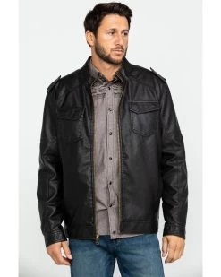 Cody James Men's Backwoods Distressed Faux Leather Moto Jacket