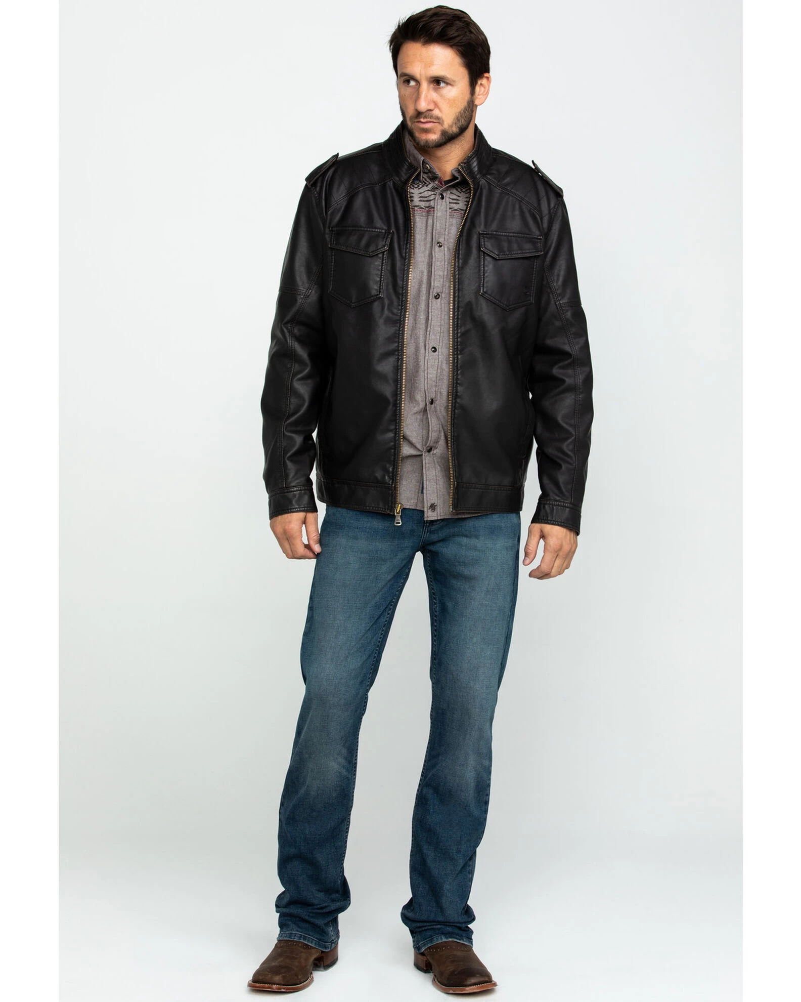 Cody James Men's Backwoods Distressed Faux Leather Moto Jacket 8 Cody James Men's Backwoods Distressed Faux Leather Moto Jacket - Image 6