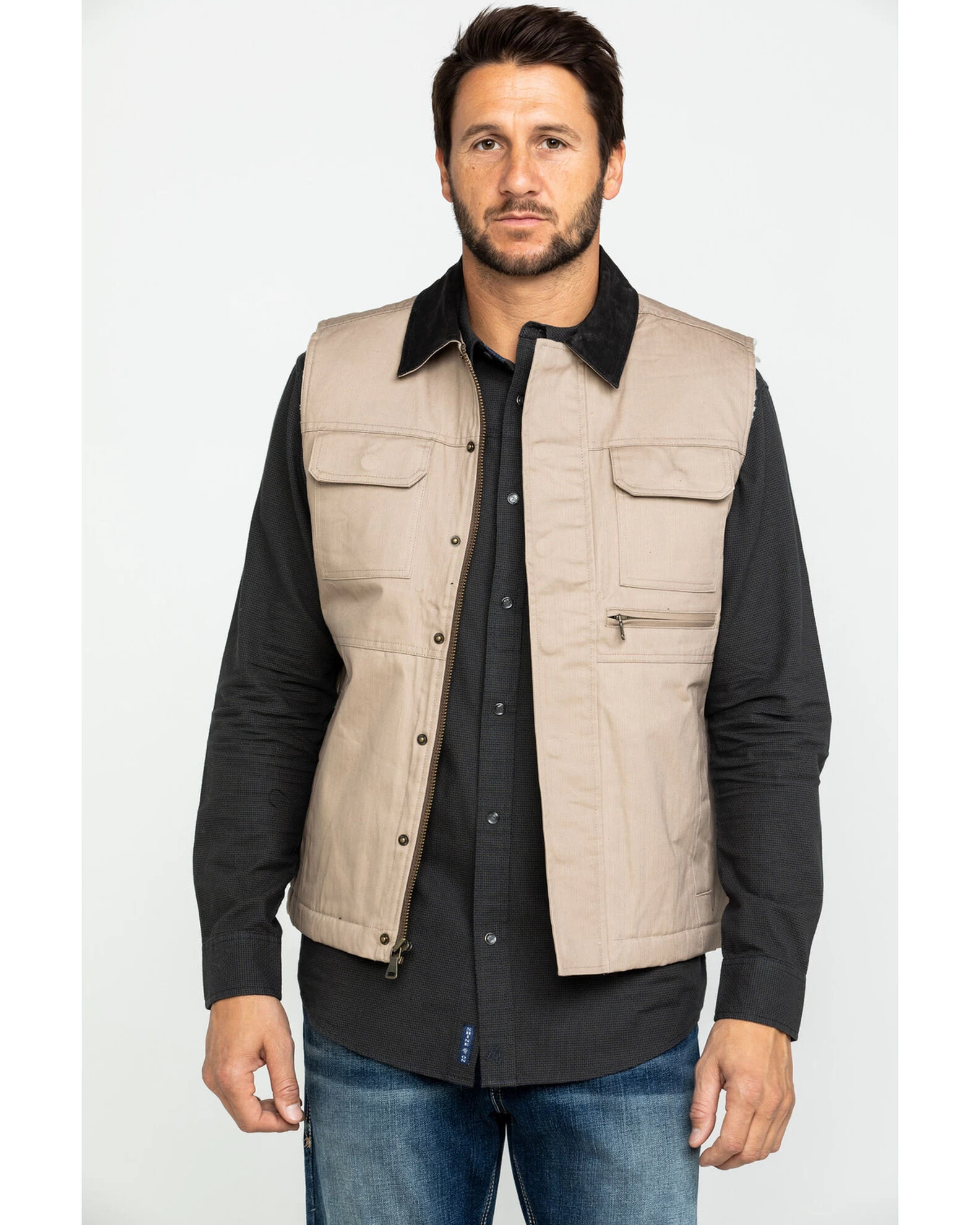 Cody James Men's Tan Ranchero Timberwolf Canvas Vest 4 Cody James Men's Tan Ranchero Timberwolf Canvas Vest - Image 2