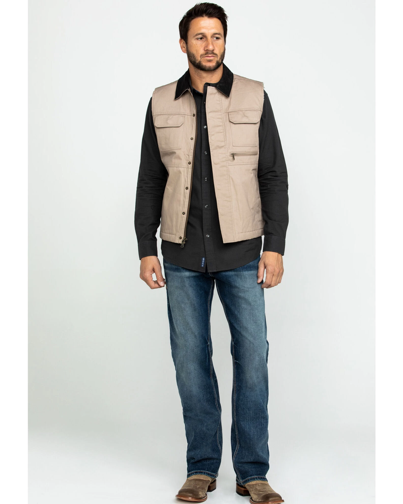 Cody James Men's Tan Ranchero Timberwolf Canvas Vest 9 Cody James Men's Tan Ranchero Timberwolf Canvas Vest - Image 7