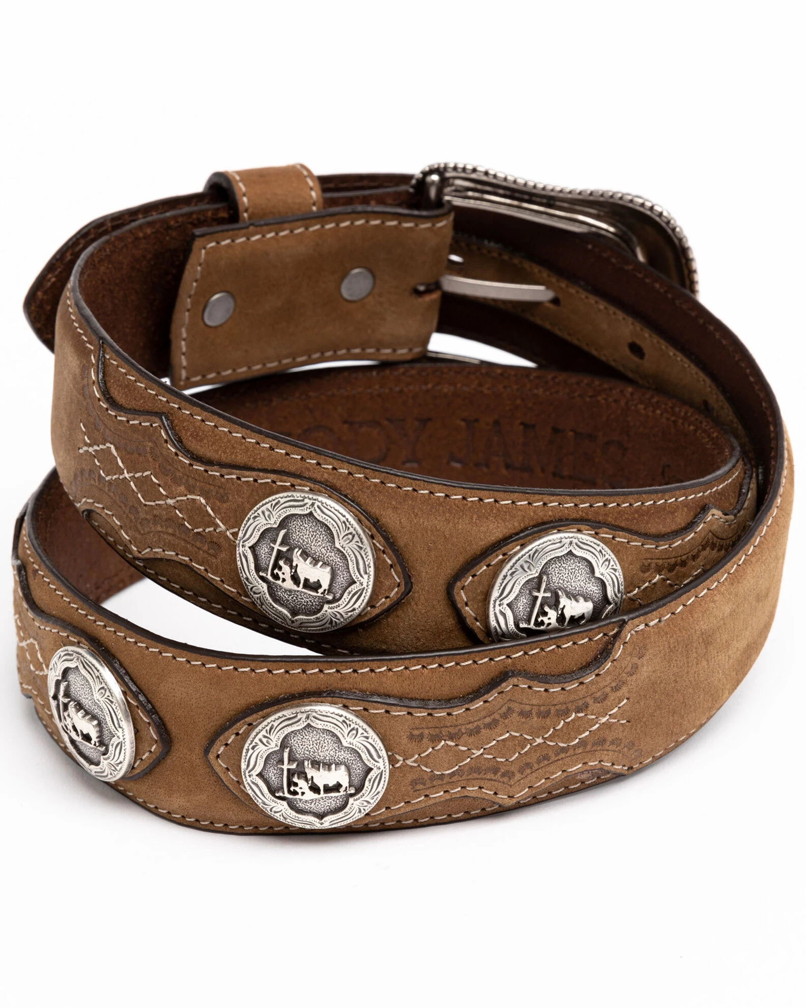 Cody James Men's Hair-On Praying Cowboy Concho Western Belt 3 Cody James Men's Hair-On Praying Cowboy Concho Western Belt