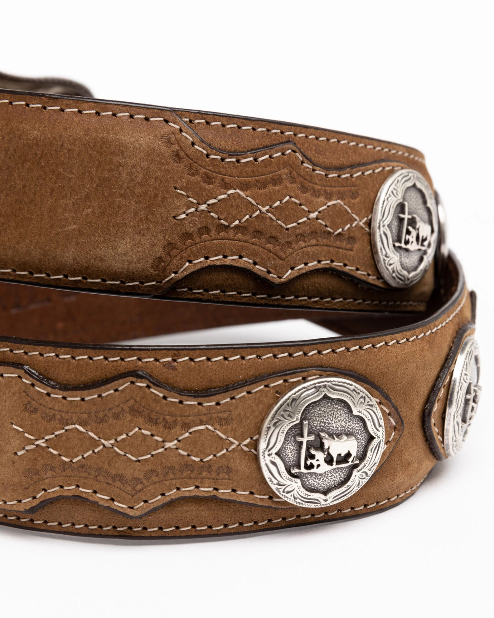 Cody James Men's Hair-On Praying Cowboy Concho Western Belt 5 Cody James Men's Hair-On Praying Cowboy Concho Western Belt - Image 3