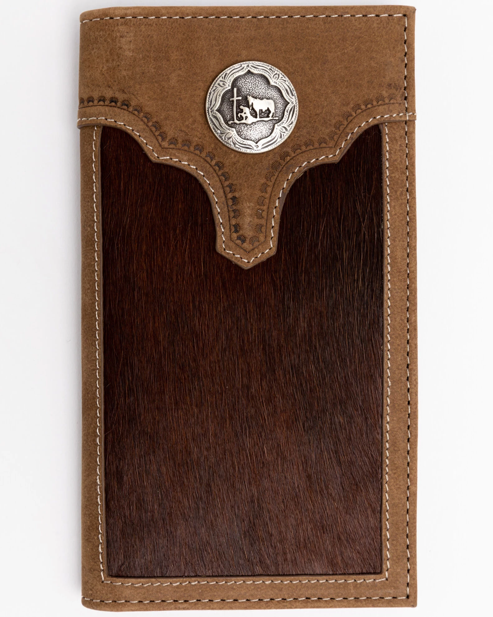 Cody James Men's Hair On Praying Cowboy Leather Checkbook Wallet 3 Cody James Men's Hair On Praying Cowboy Leather Checkbook Wallet