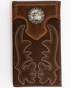 Cody James Men's Boot Stitch Long Horn Leather Checkbook Wallet