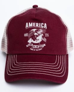 Cody James Men's Burgundy America Free Patch Mesh Ball Cap -Cody James 2000296730 640 P4
