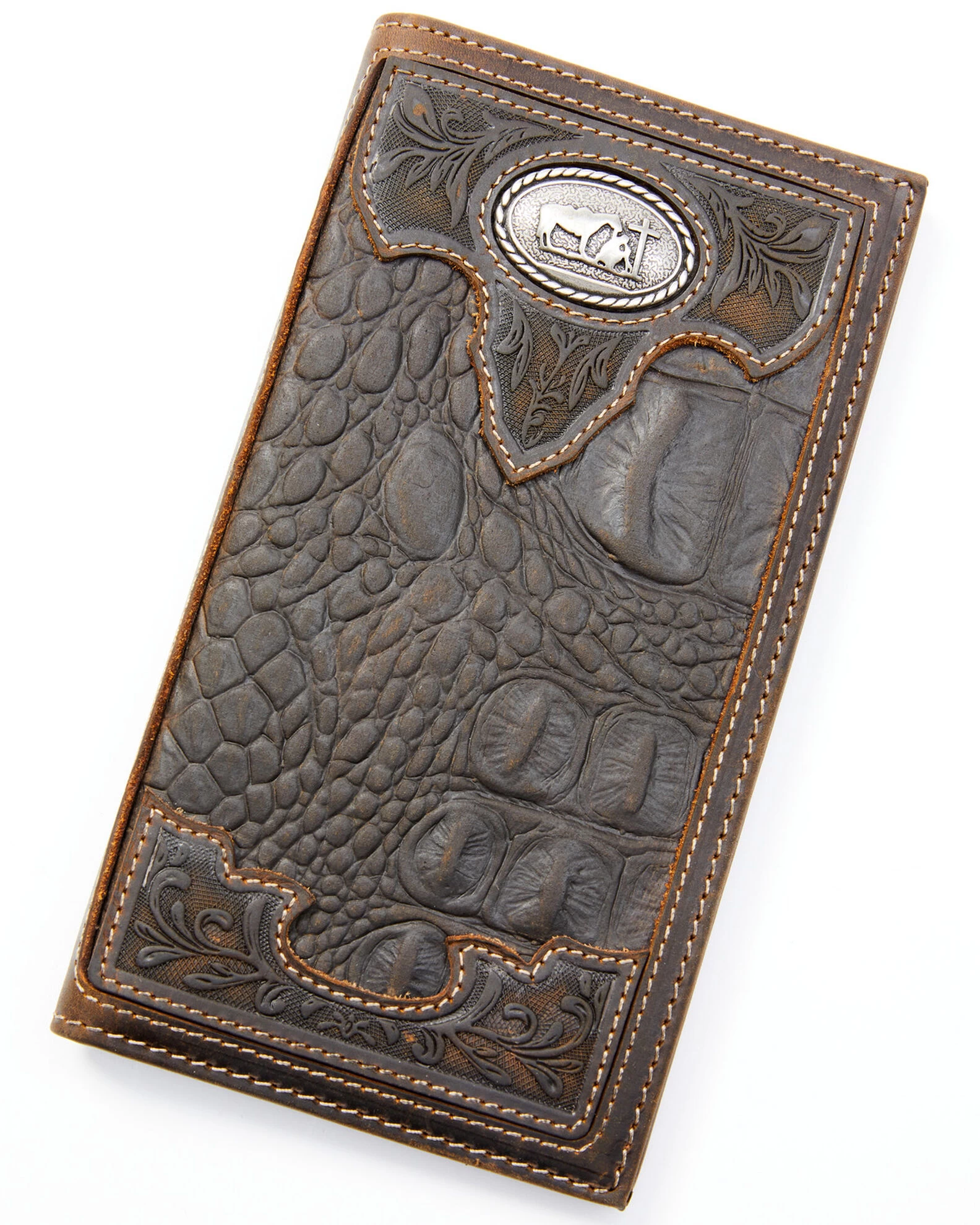 Cody James Men's Bi-Fold Crocodile Print Embossed Rodeo Wallet 3 Cody James Men's Bi-Fold Crocodile Print Embossed Rodeo Wallet