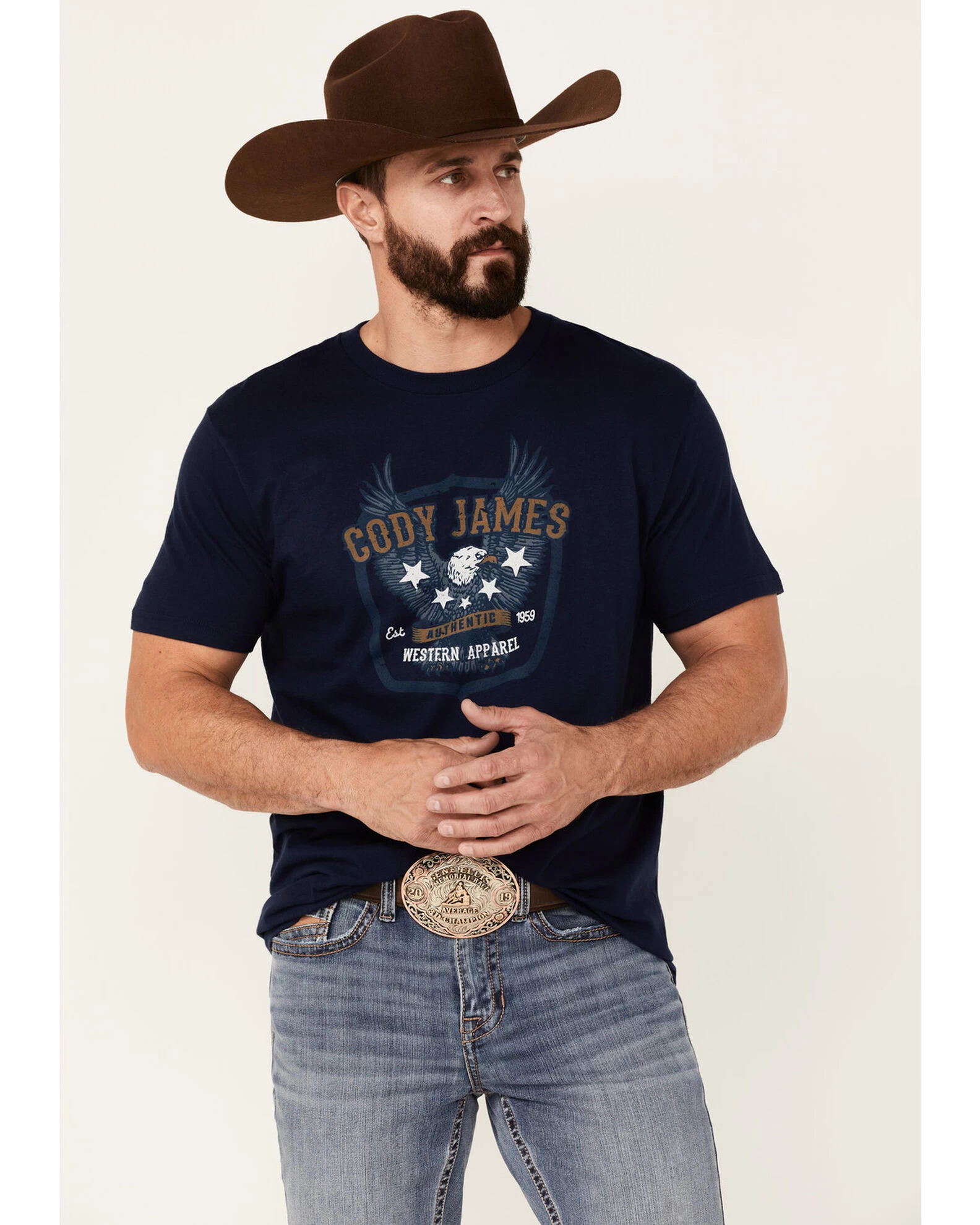 Cody James Men's Heather Navy Eagle Western Graphic Short Sleeve T-Shirt 3 Cody James Men's Heather Navy Eagle Western Graphic Short Sleeve T-Shirt