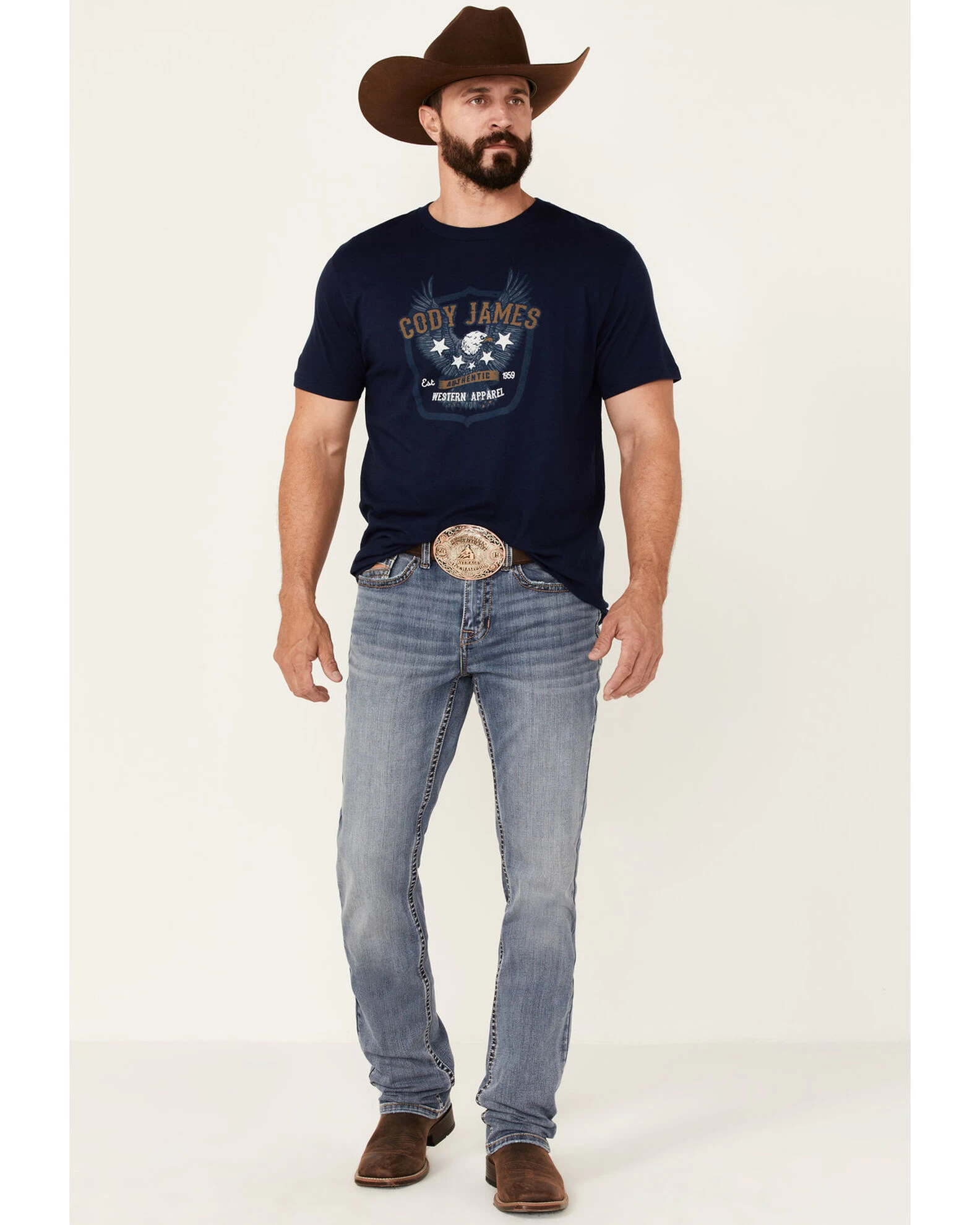 Cody James Men's Heather Navy Eagle Western Graphic Short Sleeve T-Shirt 4 Cody James Men's Heather Navy Eagle Western Graphic Short Sleeve T-Shirt - Image 2