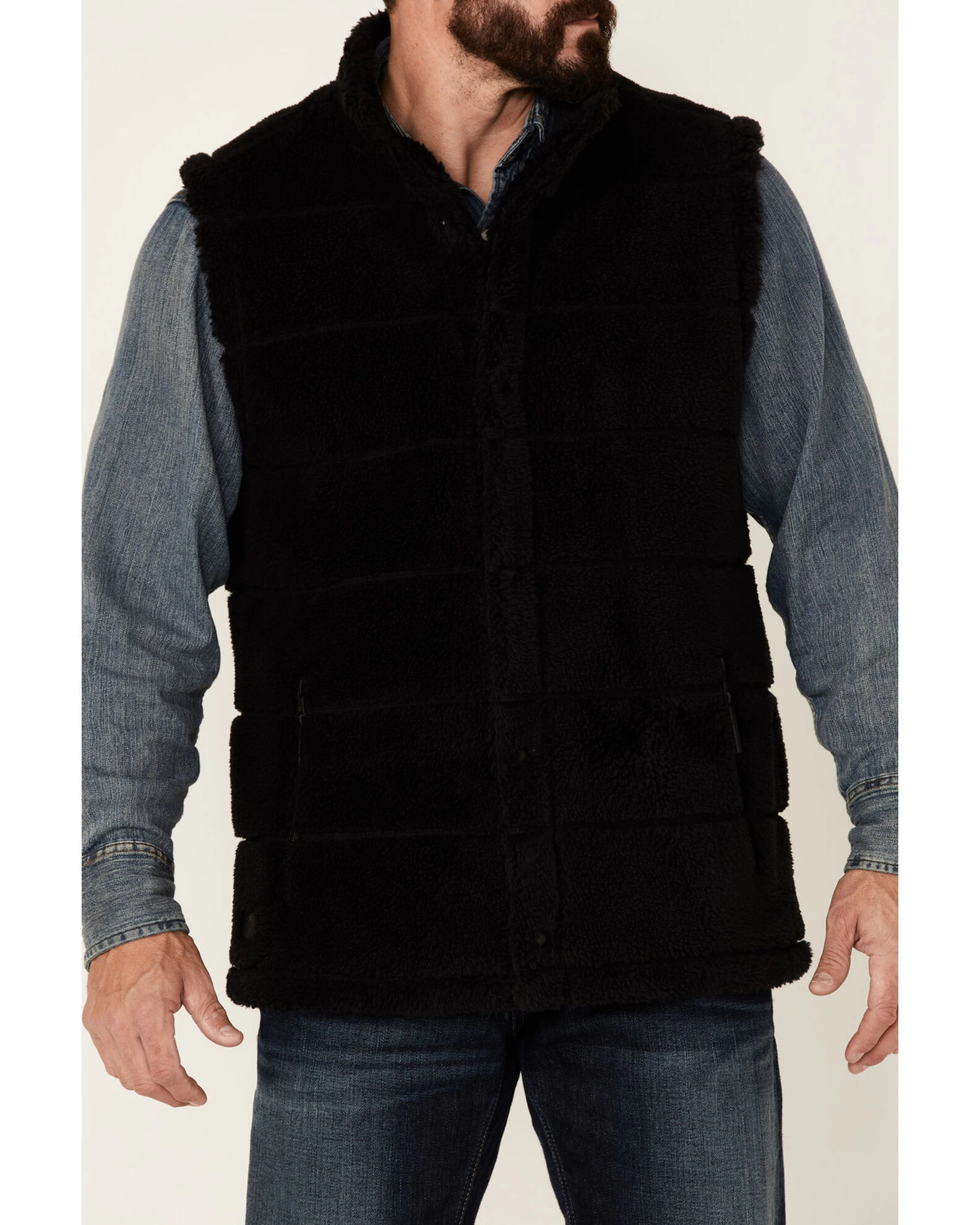 Cody James Men's Black Mesa Quilted Snap-Front Sherpa Vest 5 Cody James Men's Black Mesa Quilted Snap-Front Sherpa Vest - Image 3