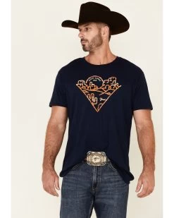 Cody James Men's Navy Poncho Desert Graphic Short Sleeve T-Shirt 
