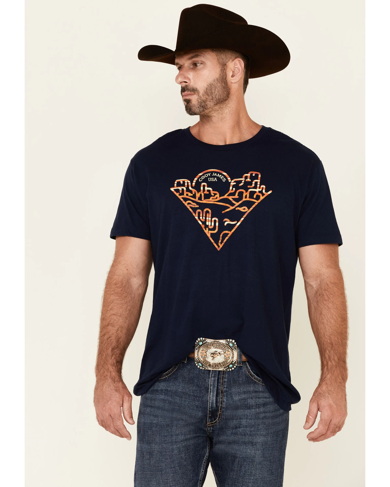 Cody James Men's Navy Poncho Desert Graphic Short Sleeve T-Shirt 3 Cody James Men's Navy Poncho Desert Graphic Short Sleeve T-Shirt