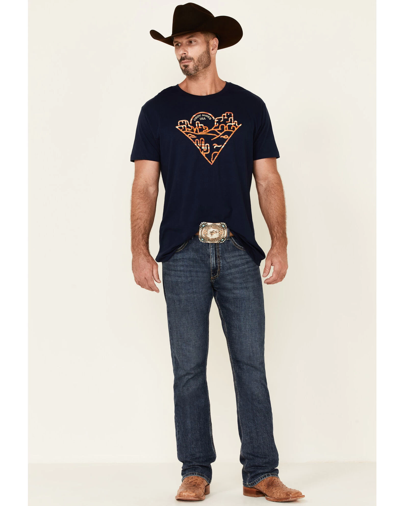 Cody James Men's Navy Poncho Desert Graphic Short Sleeve T-Shirt 4 Cody James Men's Navy Poncho Desert Graphic Short Sleeve T-Shirt - Image 2