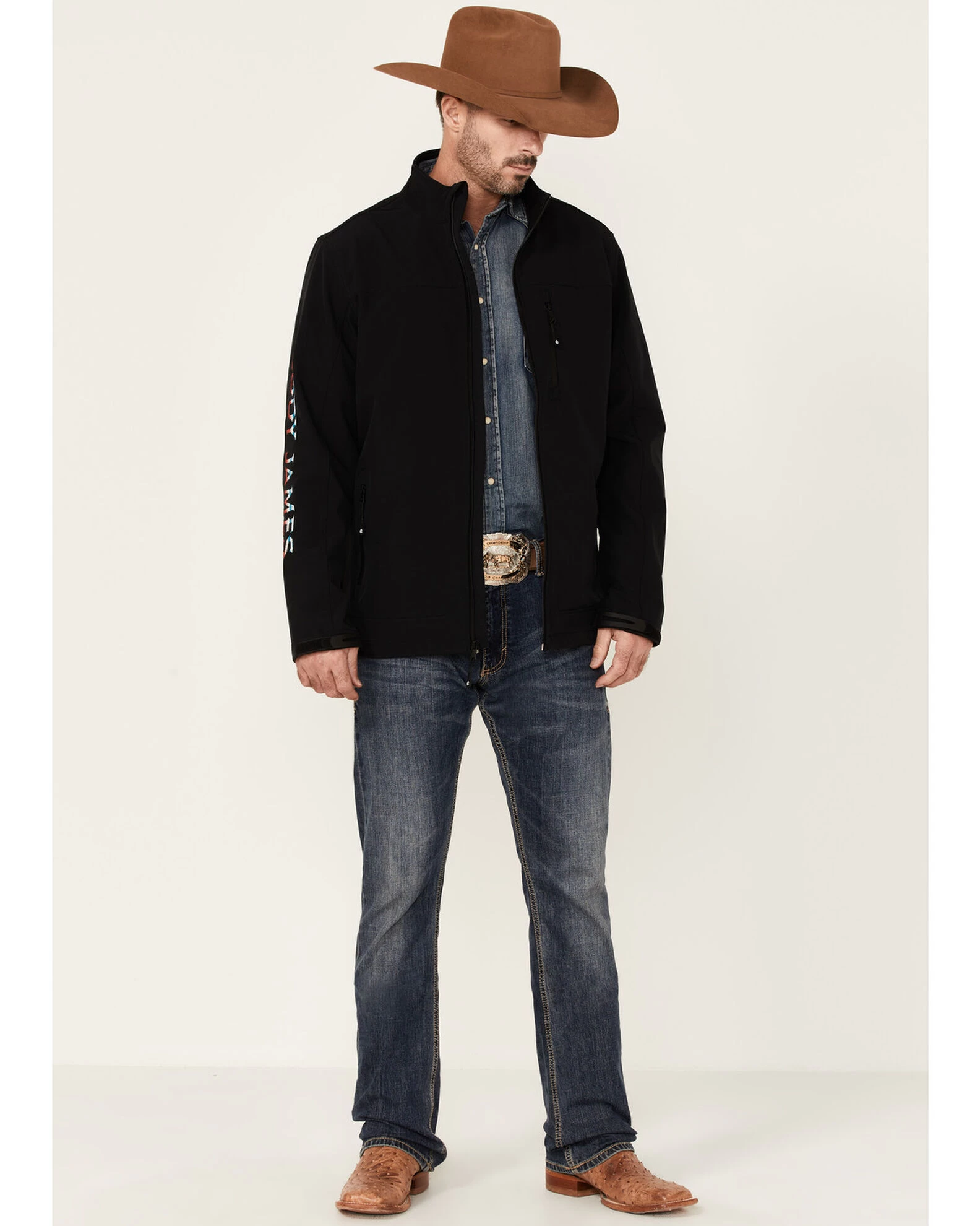 Cody James Core Men's Serape Logo Sleeve Zip-Front Steamboat Jacket 4 Cody James Core Men's Serape Logo Sleeve Zip-Front Steamboat Jacket - Image 2