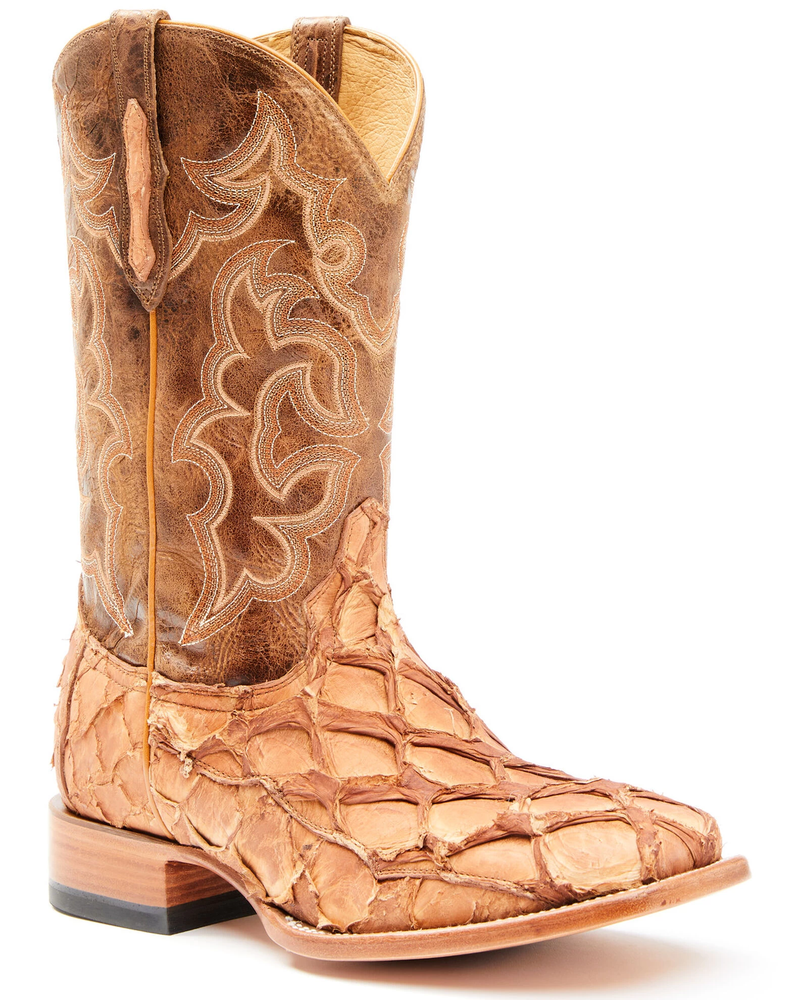 Cody James Men's Caramel Matte Pirarucu Exotic Western Boots - Broad Square Toe 3 Cody James Men's Caramel Matte Pirarucu Exotic Western Boots - Broad Square Toe