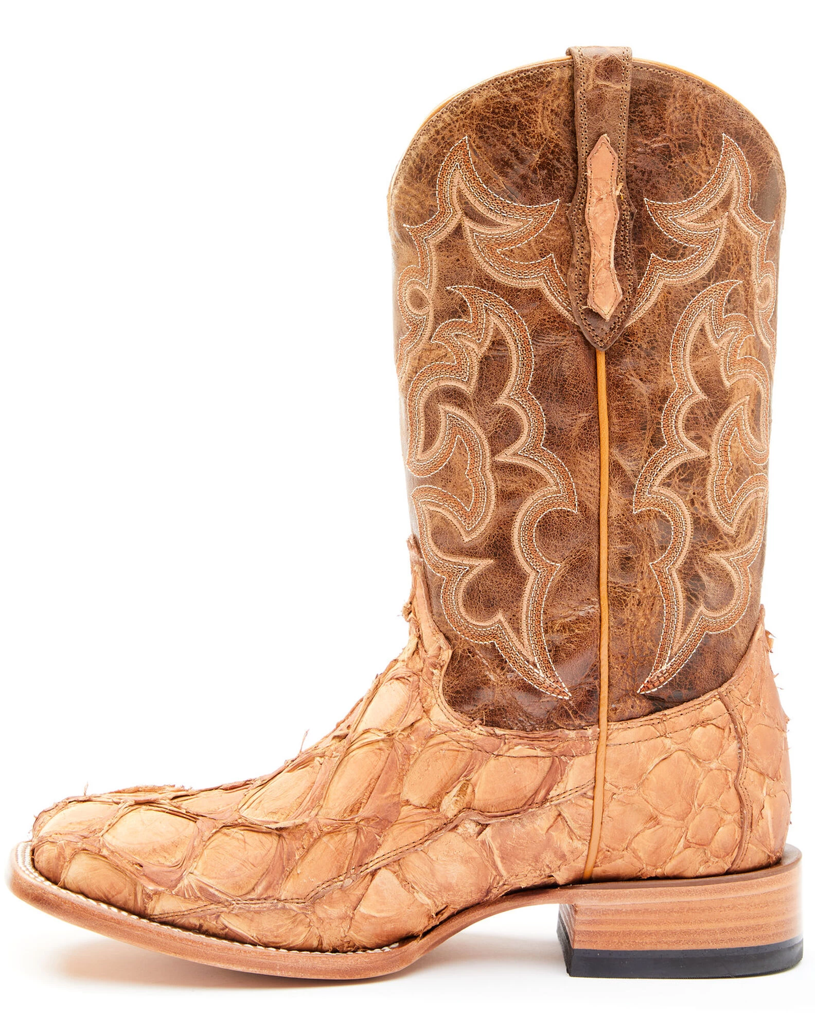 Cody James Men's Caramel Matte Pirarucu Exotic Western Boots - Broad Square Toe 5 Cody James Men's Caramel Matte Pirarucu Exotic Western Boots - Broad Square Toe - Image 3