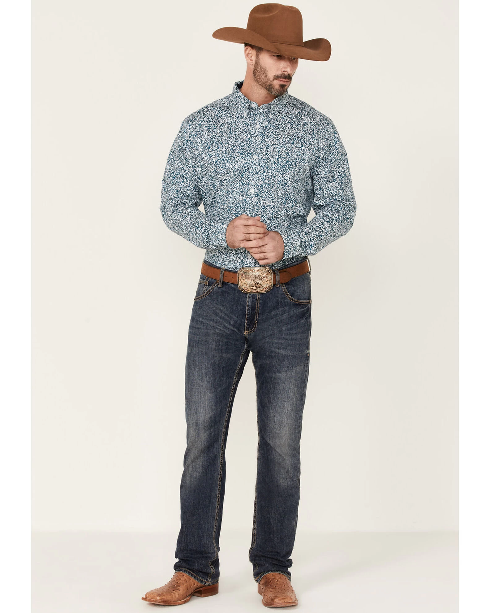 Cody James Core Men's Workforce Floral Print Long Sleeve Button-Down Western Shirt 4 Cody James Core Men's Workforce Floral Print Long Sleeve Button-Down Western Shirt - Image 2
