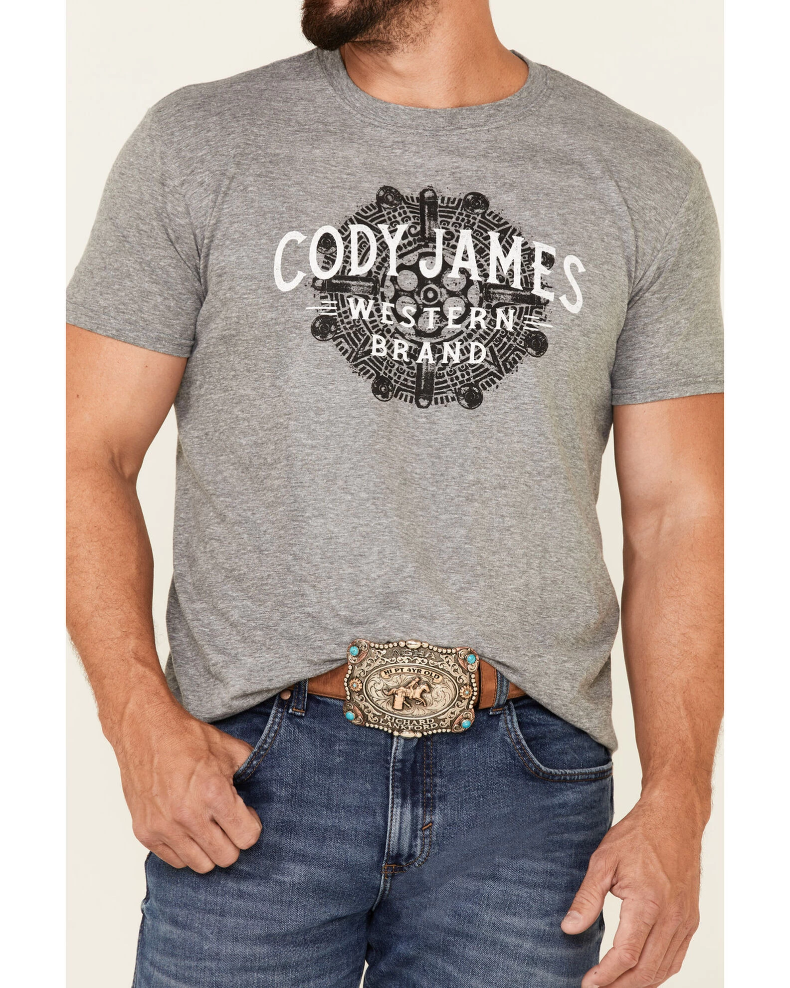 Cody James Men's Gray Southwestern Cylinder Graphic Short Sleeve T-Shirt 5 Cody James Men's Gray Southwestern Cylinder Graphic Short Sleeve T-Shirt - Image 3
