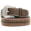 Cody James Men's Brown Hair-On Basketweave Studded Leather Belt