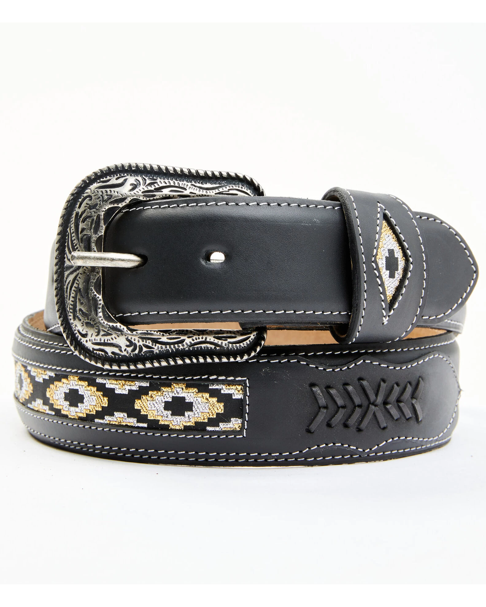 Cody James Men's Black Southwestern Center Inlay Western Belt 3 Cody James Men's Black Southwestern Center Inlay Western Belt