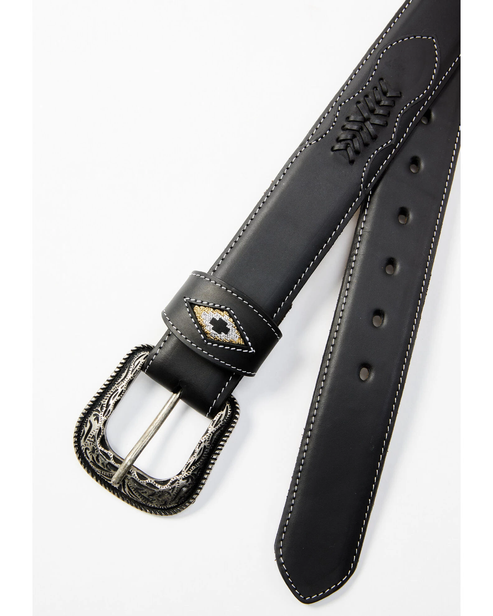 Cody James Men's Black Southwestern Center Inlay Western Belt 4 Cody James Men's Black Southwestern Center Inlay Western Belt - Image 2
