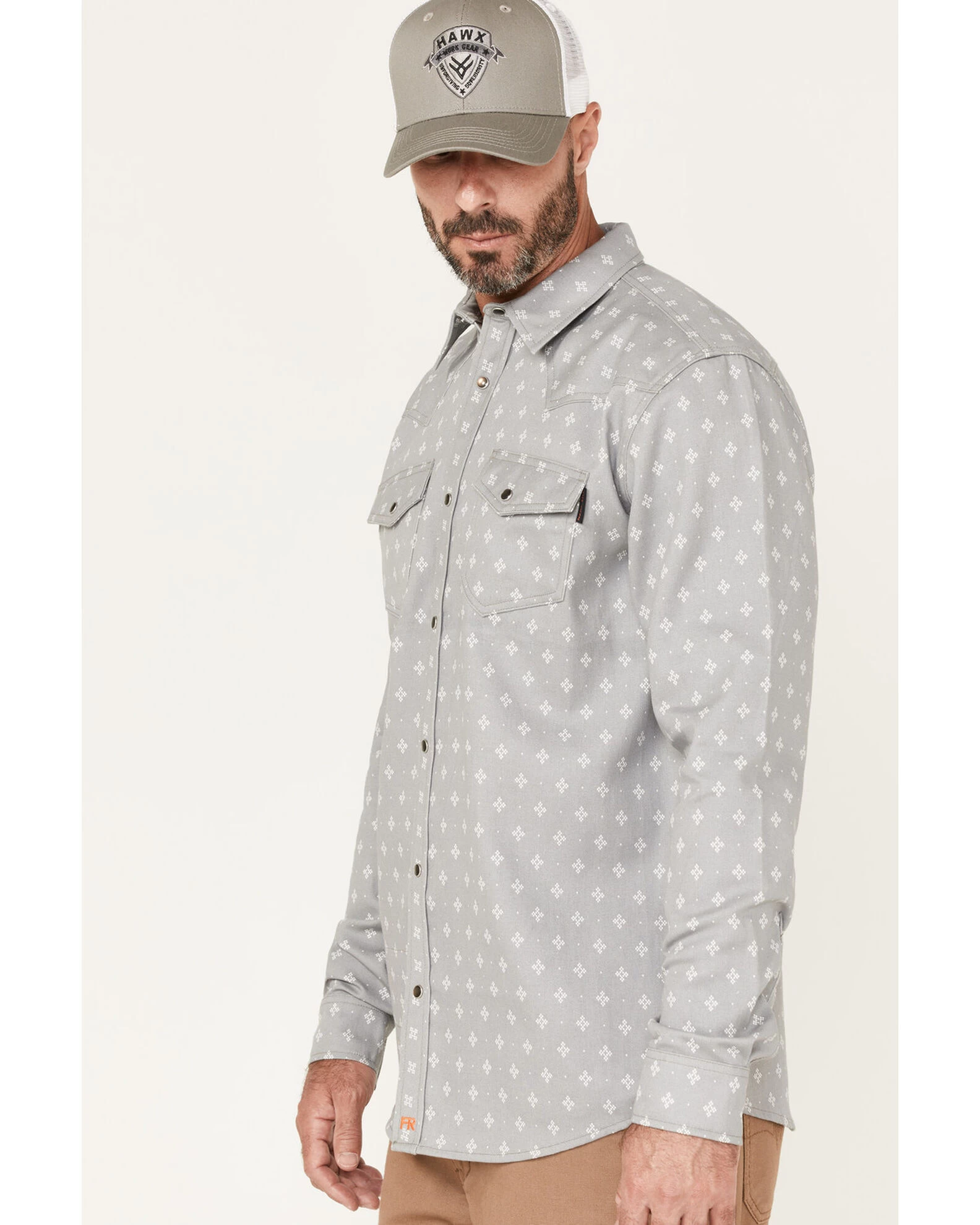 Cody James Men's FR Spaced Diamond Print Long Sleeve Snap Work Shirt 4 Cody James Men's FR Spaced Diamond Print Long Sleeve Snap Work Shirt - Image 2