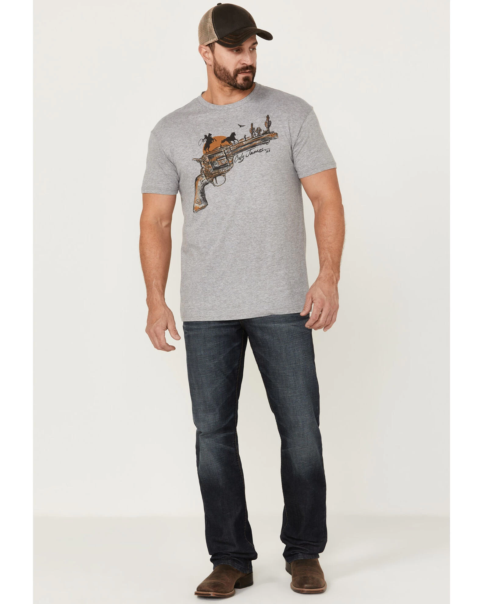 Cody James Men's Gun Scene Graphic Charcoal T-Shirt 4 Cody James Men's Gun Scene Graphic Charcoal T-Shirt - Image 2