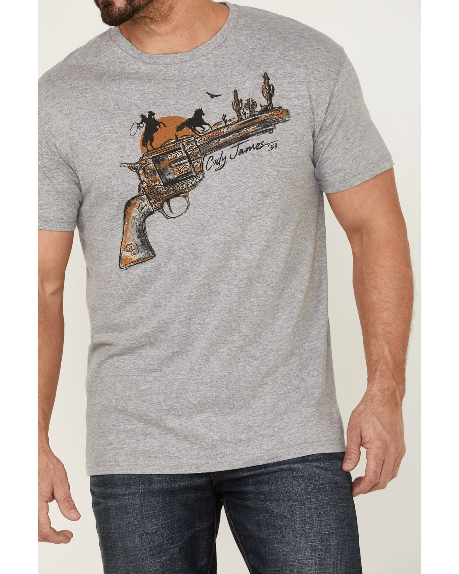 Cody James Men's Gun Scene Graphic Charcoal T-Shirt 5 Cody James Men's Gun Scene Graphic Charcoal T-Shirt - Image 3