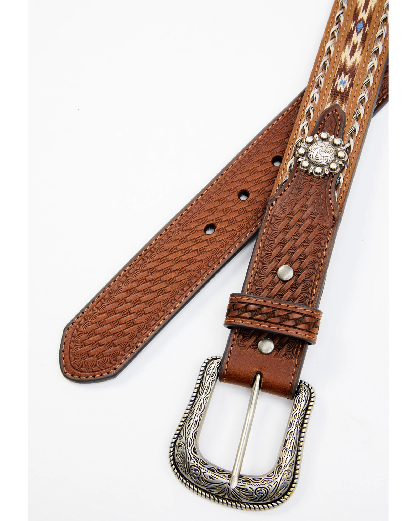 Cody James Men's Southwestern Concho Ribbon Inlay Belt 4 Cody James Men's Southwestern Concho Ribbon Inlay Belt - Image 2