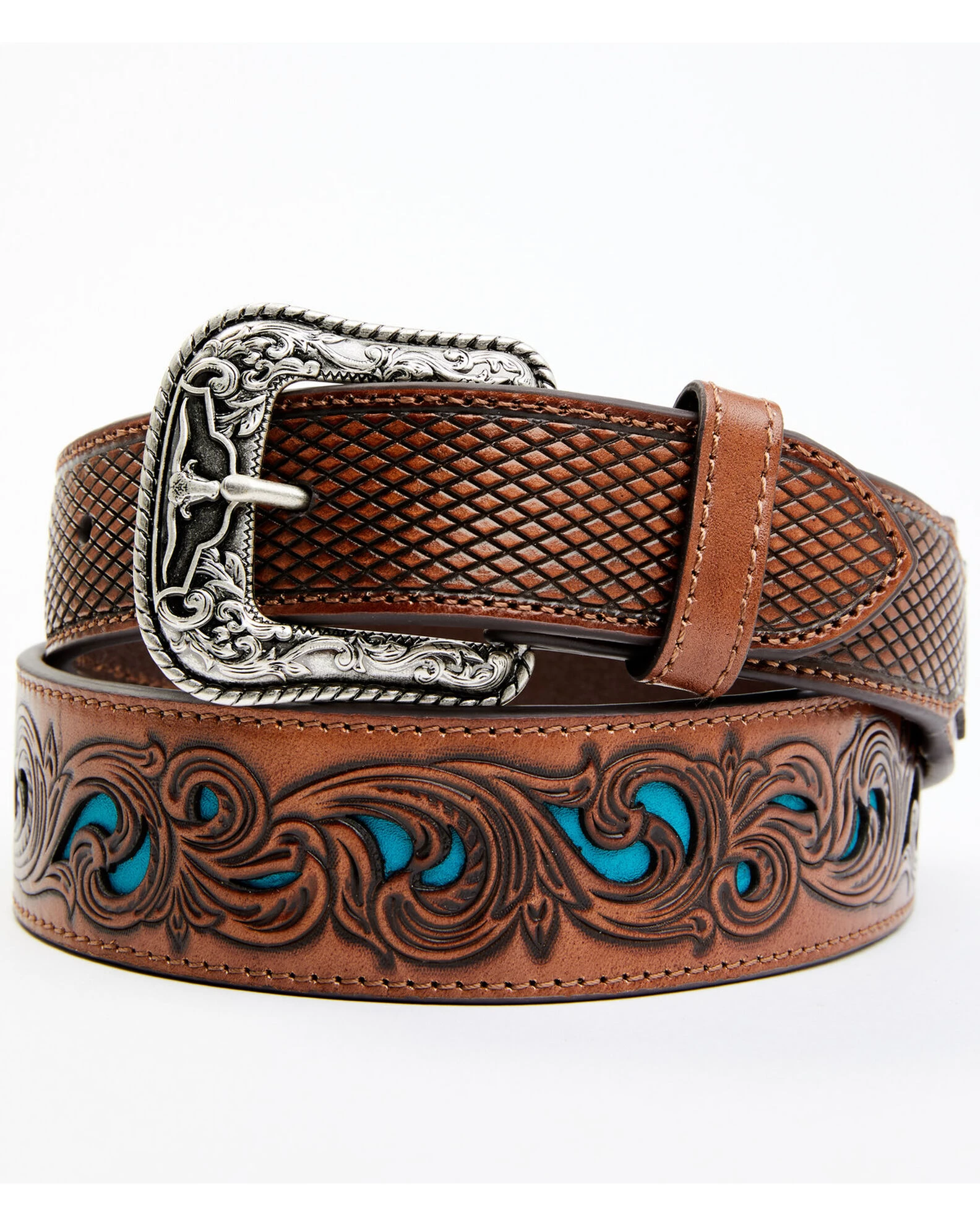 Cody James Men's Basketweave Turquoise Belt 3 Cody James Men's Basketweave Turquoise Belt