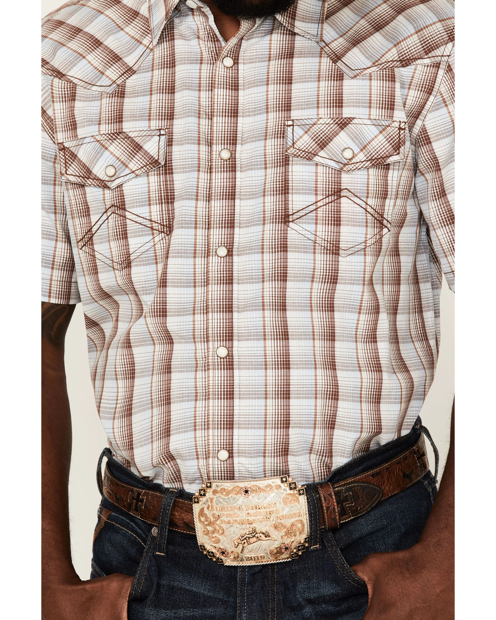 Cody James Men's Mount Vernon Small Plaid Short Sleeve Snap Western Shirt - Big & Tall 5 Cody James Men's Mount Vernon Small Plaid Short Sleeve Snap Western Shirt - Big & Tall - Image 3
