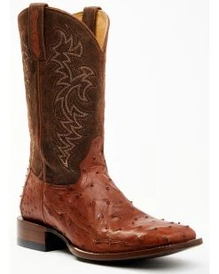 Cody James Men's Brandy Genuine Ostrich Exotic Western Boots - Broad Square Toe -Cody James 2000371858 600 P1