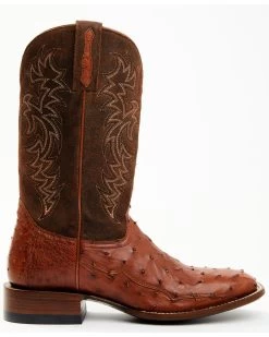 Cody James Men's Brandy Genuine Ostrich Exotic Western Boots - Broad Square Toe