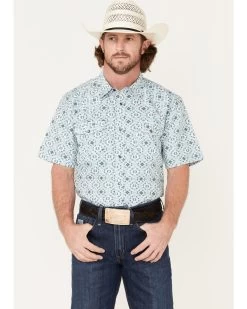 Cody James Men's Wagon Southwestern Print Short Sleeve Western Snap ShirtÂ