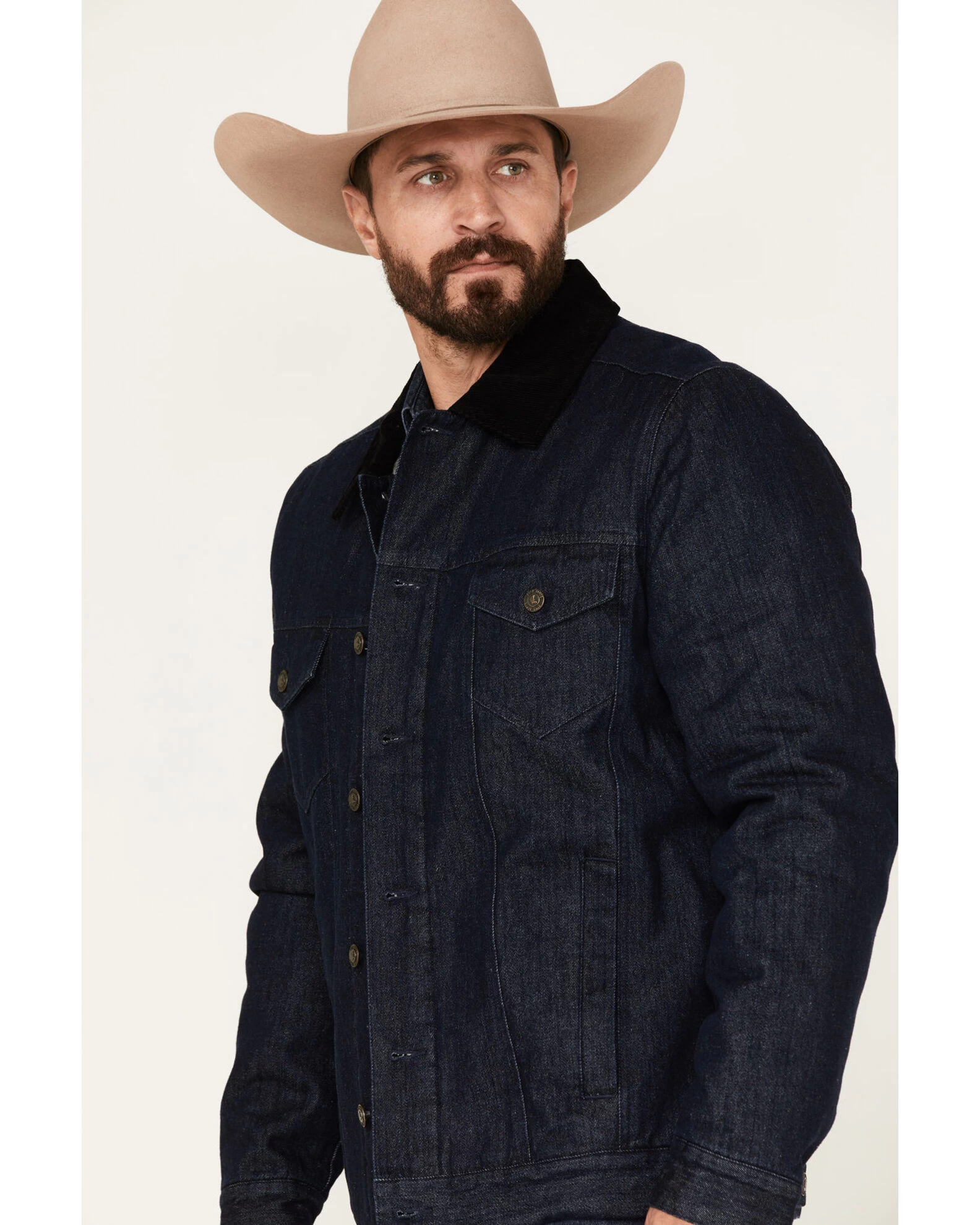 Cody James Men's Grand Teton Dark Wash Sherpa Cord Collar Denim Jacket 4 Cody James Men's Grand Teton Dark Wash Sherpa Cord Collar Denim Jacket - Image 2