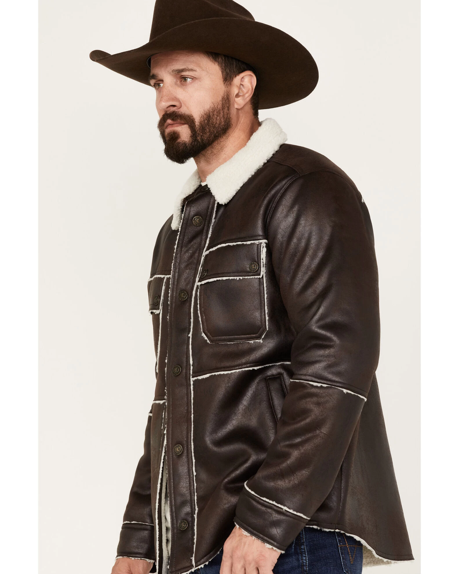 Cody James Men's Carmine Faux Shearling Shacket 4 Cody James Men's Carmine Faux Shearling Shacket - Image 2