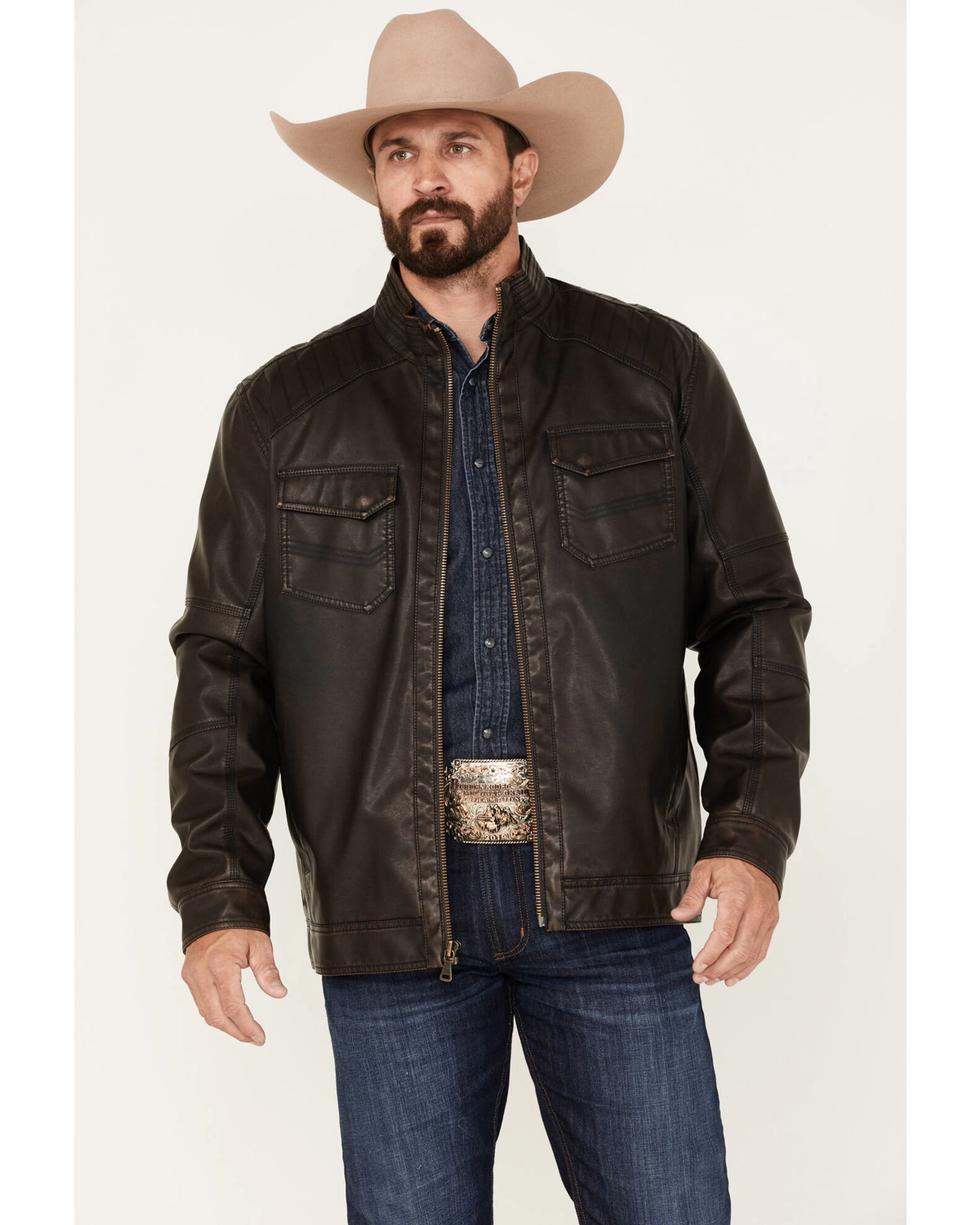 Cody James Men's Houston Distressed Moto Jacket - Big & Tall 4 Cody James Men's Houston Distressed Moto Jacket - Big & Tall - Image 2