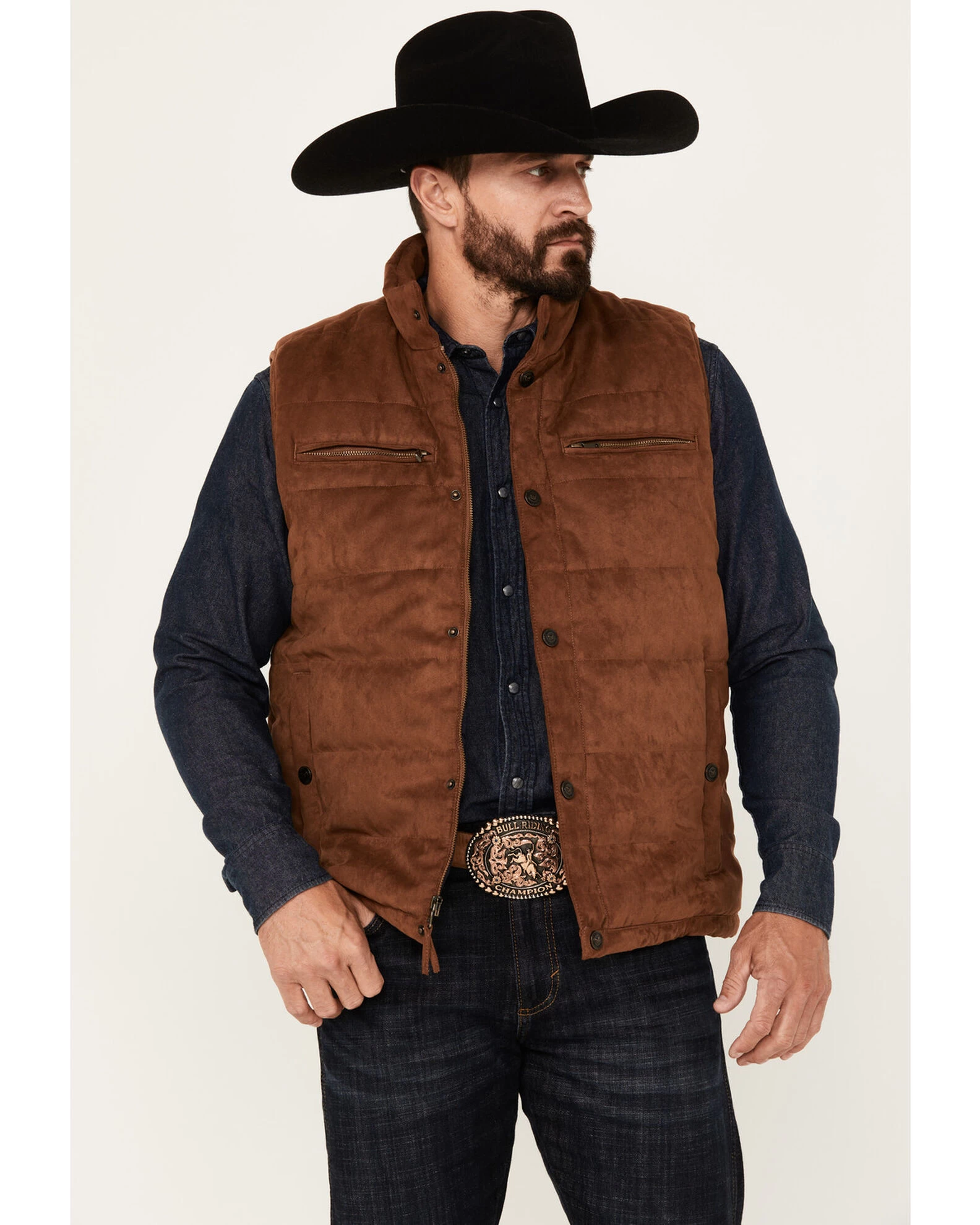 Cody James Men's Faux Suede Puffer Vest 4 Cody James Men's Faux Suede Puffer Vest - Image 2