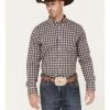 Cody James Men's Wes Plaid Print Long Sleeve Button Down Stretch Western Shirt - Big & Tall
