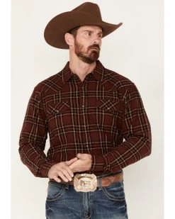 Cody James Men's Rusty Spur Plaid Print Long Sleeve Snap Western Flannel Shirt