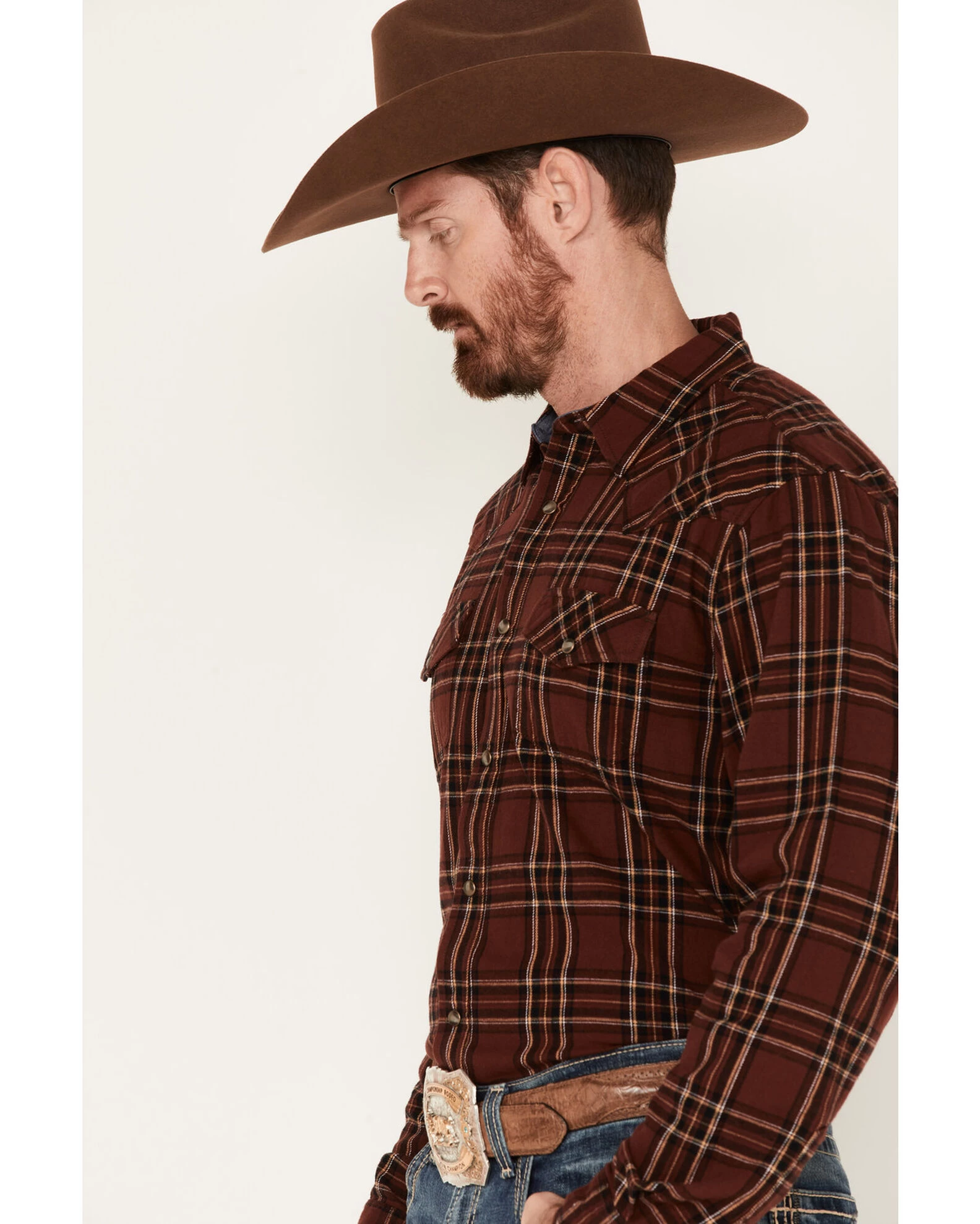 Cody James Men's Rusty Spur Plaid Print Long Sleeve Snap Western Flannel Shirt 4 Cody James Men's Rusty Spur Plaid Print Long Sleeve Snap Western Flannel Shirt - Image 2