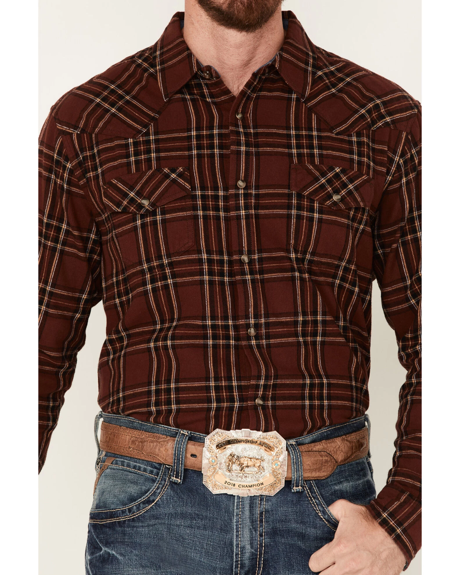 Cody James Men's Rusty Spur Plaid Print Long Sleeve Snap Western Flannel Shirt 5 Cody James Men's Rusty Spur Plaid Print Long Sleeve Snap Western Flannel Shirt - Image 3