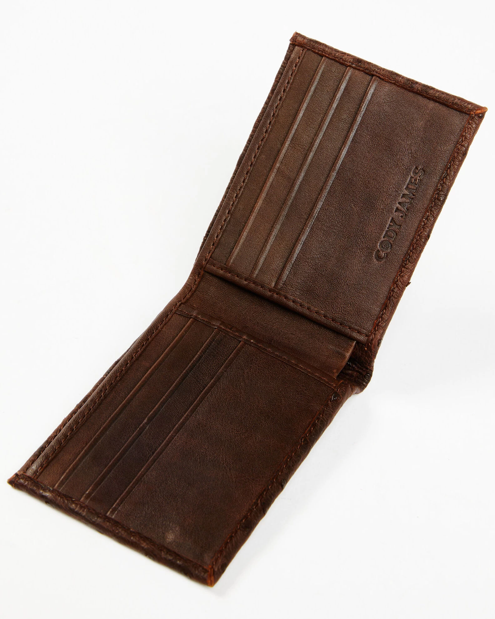 Cody James Men's Brown Exotic Ostrich Leather Bifold Wallet 5 Cody James Men's Brown Exotic Ostrich Leather Bifold Wallet - Image 3