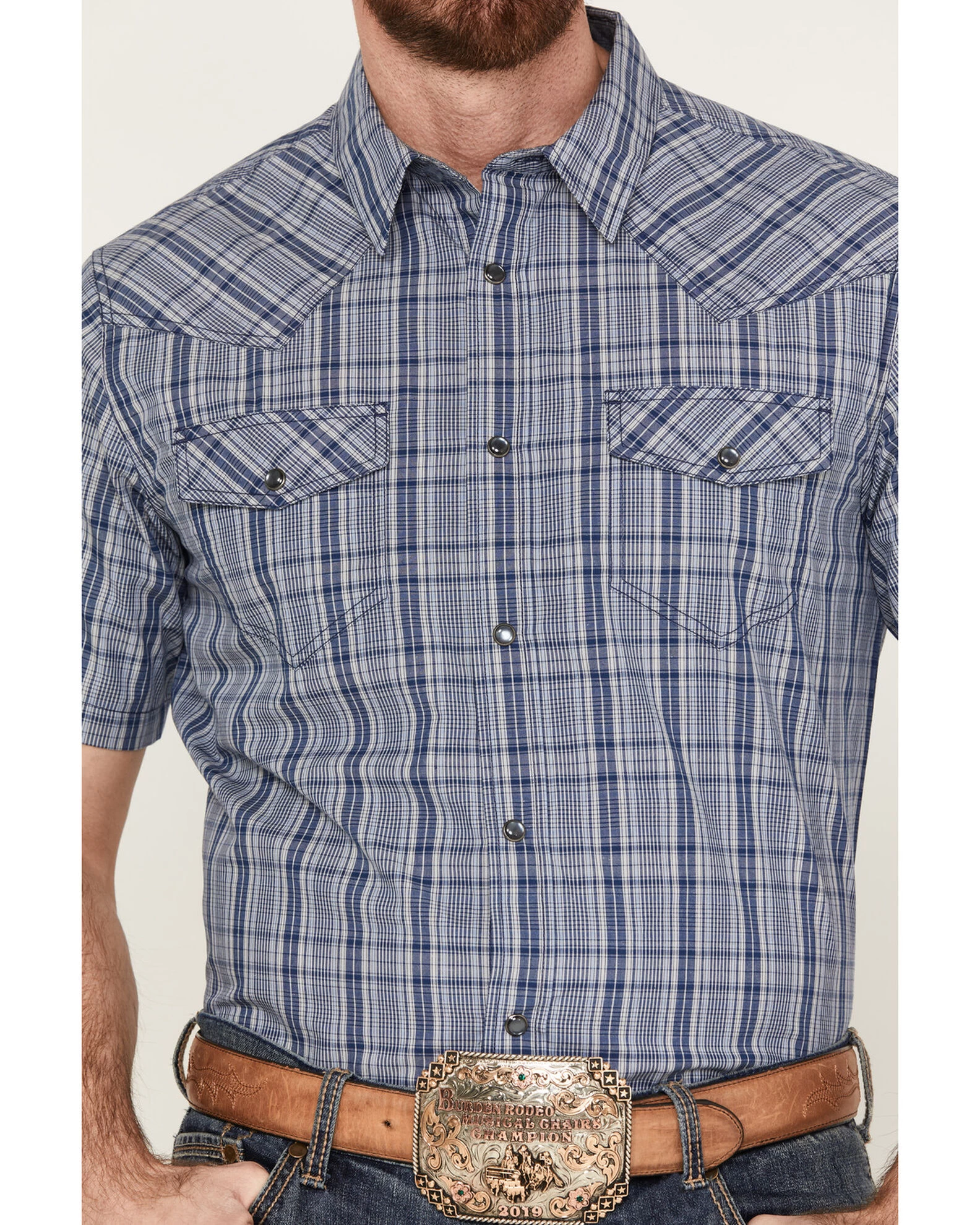 Cody James Men's Plaid Print Short Sleeve Western Snap Shirt 5 Cody James Men's Plaid Print Short Sleeve Western Snap Shirt - Image 3