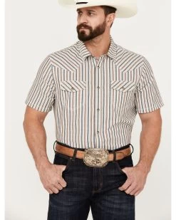 Cody James Men's Tie Down Striped Short Sleeve Western Snap Shirt