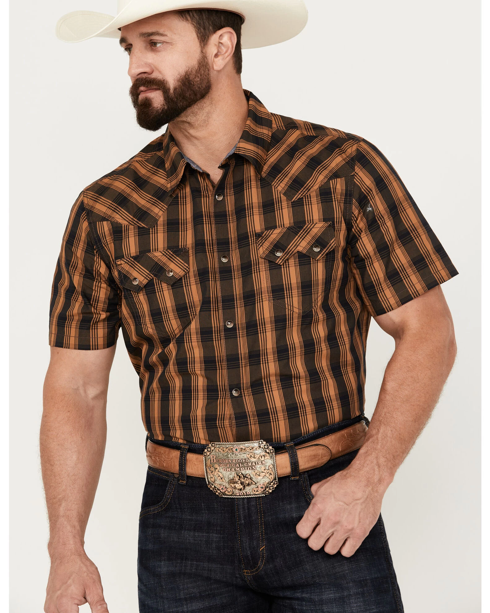 Cody James Men's Caliente Small Plaid Print Short Sleeve Western Snap Shirt 3 Cody James Men's Caliente Small Plaid Print Short Sleeve Western Snap Shirt