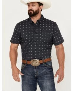 Cody James Men's Galaxy Geo Print Short Sleeve Button-Down Stretch Western Shirt