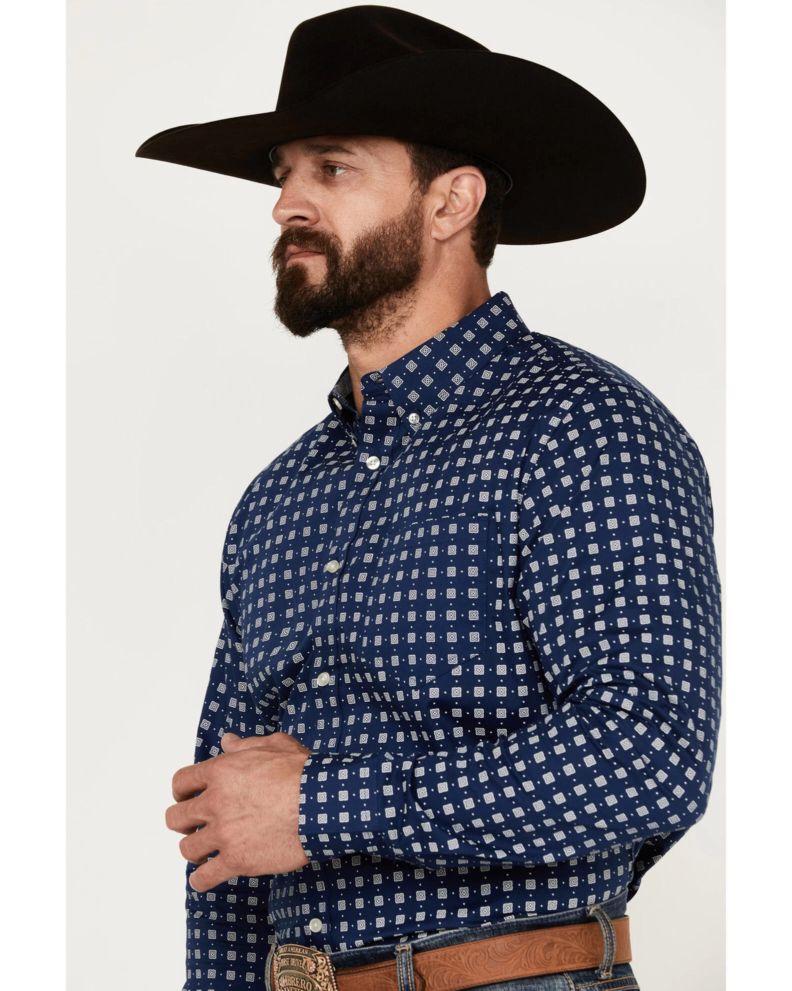 Cody James Men's Rough Road Geo Print Long Sleeve Stretch Button-Down Western Shirt - Big 4 Cody James Men's Rough Road Geo Print Long Sleeve Stretch Button-Down Western Shirt - Big - Image 2